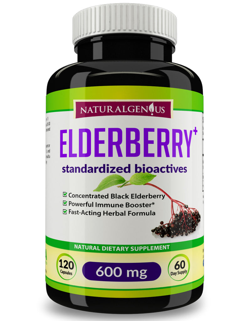 Black Elderberry Capsules - 1200mg Daily - Elderberries Powder Supplement for Kids & Adults - True 60-Day Supply/Bottle