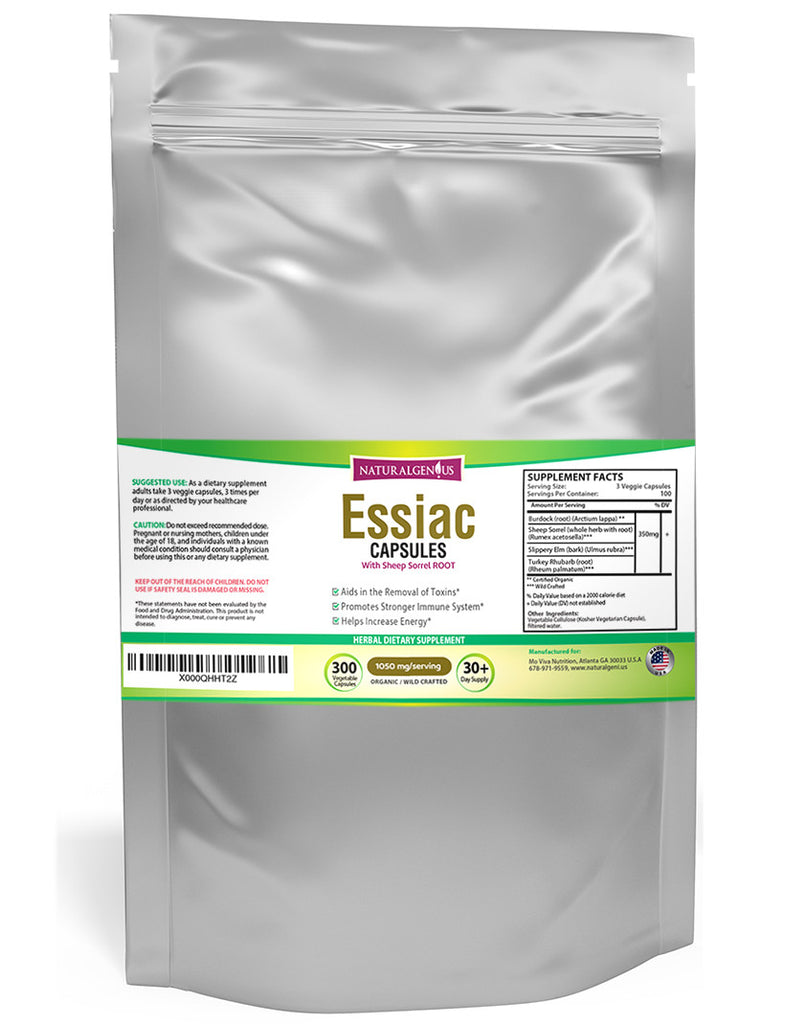 300 Essiac Tea Capsules with Sheep Sorrel Root - Cleanse and Detoxify - Natural Genius
 - 1